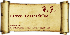 Hidasi Feliciána névjegykártya
